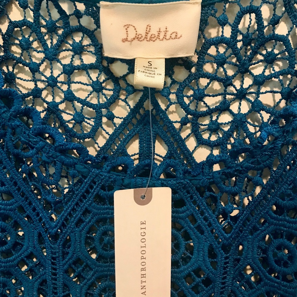 🎀NWT🎀 Deletta Anthropologie Blue Eyelet Tank - Picture 6 of 7